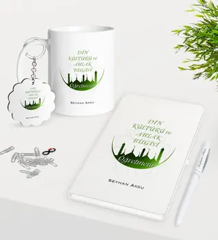 

Personalized Religious Culture And One Teacher at Trophy Keychain White Notebook Pen Gift Seti-1