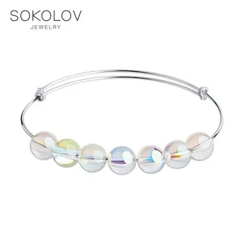 

Sokolov silver bracelet with Swarovski crystals, fashion jewelry, 925, women's male