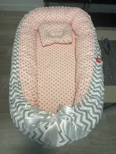 Cama de nido de bebé portátil con almohada, cuna suave, cama de viaje plegable, cuna de algodón para niños pequeños, cuna de bebé con parachoques de 85x50cm