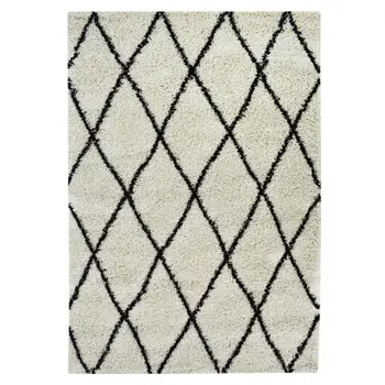 

Carpet Lounge Shaggy ASTHMA-Berber Style-100x150 cm-Cream and brown-Design geometric