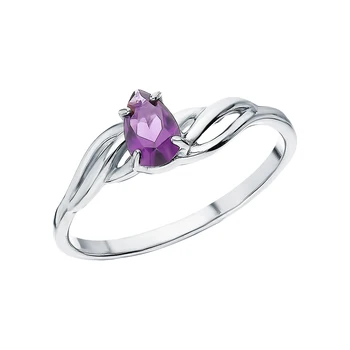 

Silver ring with amethyst synthetic sunlight sample 925
