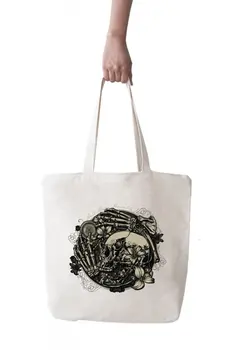 

Angemiel Bag Big Skeleton and Flowers Shopping Beach Tote Bag
