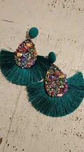 Jewelry-Accessories Tassel-Earrings Glitter-Sequins Crystal Drop Colorful Bohemia Women