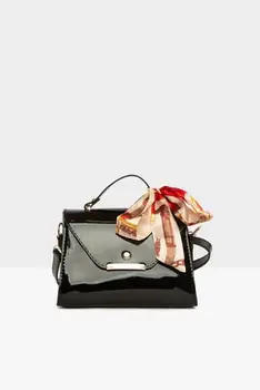

Women's Patent Leather Black Flap Wrap Shoulder Bag Handbag
