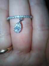 Colgante de gota de agua para mujer, anillos de circonita blanca para mujer, oro amarillo/Blanco/oro rosa lleno de cristal, joyería Bohemia