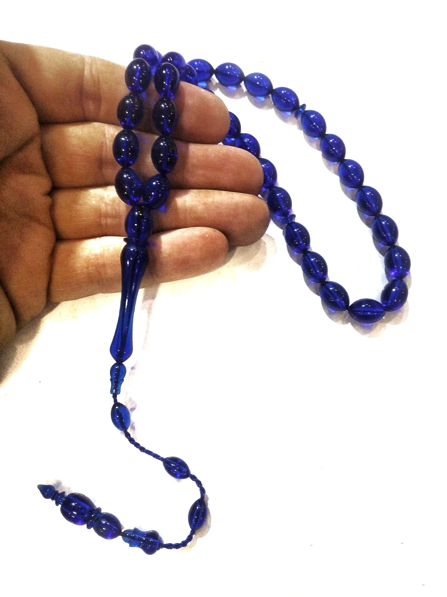 Islamic Tasbih Muslim Rosary Beads 33 Prayer For Men Bracelet, Accessory Musbiha, Imitation Amber Stone,Blue, Handmade Turkey 01 mini hand counter wood grain bead counting counter lcd elerctronic rosary beads finger counter for meditation muslim prayer