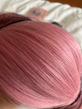 VICWIG-Peluca de cabello sintético liso con flequillo para mujer, pelo largo de 24 pulgadas, resistente al calor, color rosa, Cosplay