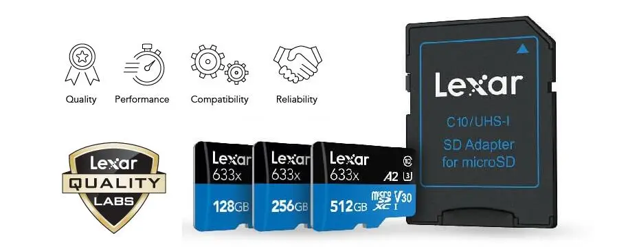 Оригинальная высокоскоростная карта Micro SD Lexar 633x 95 512 ГБ 256 128 бесплатный адаптер