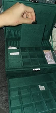 WE New-estuche de 3 capas con broche verde para mujer, organizador de joyería, anillo grande, collar, soporte de maquillaje, caja de joyería de terciopelo con cerradura