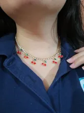 Collar con colgantes de corazón de cereza en cruz de mariposa para mujer, cadena de cristal brillante, Gargantilla, joyería al por mayor