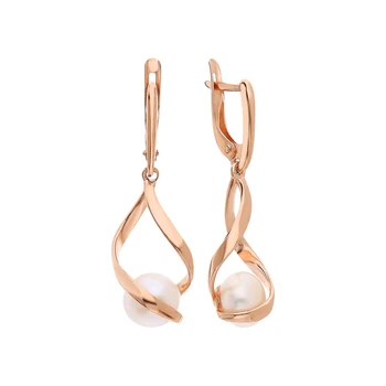 

Silver earrings with pearls cultured sunlight sample 925
