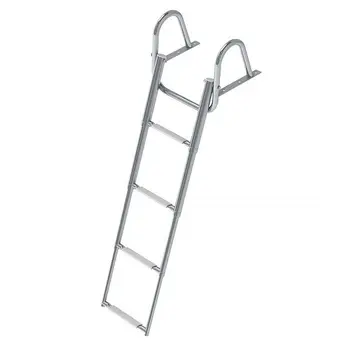 

Telescopic ladder with handrail 4 steps, White steps