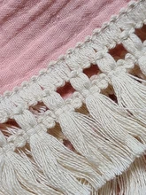 Manta para bebé de 120x100cm, edredón con flecos, pompón para recién nacido, manta de muselina para Baño