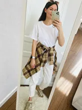 Plaid Shirt Tops Long-Sleeve Office Women Coat Loose Ladies Karsany And