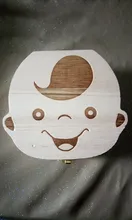 Caja de madera para guardar dientes, estuche de almacenamiento para guardar dientes de leche, idioma portugués, alemán, inglés, español, francés e italiano