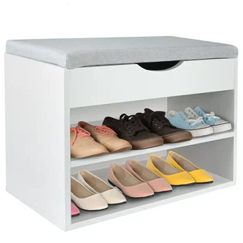 

Shoe Cabinet white&gray shoe storge with bench Organizer shelf for shoes Shoe Rack 60 cm
