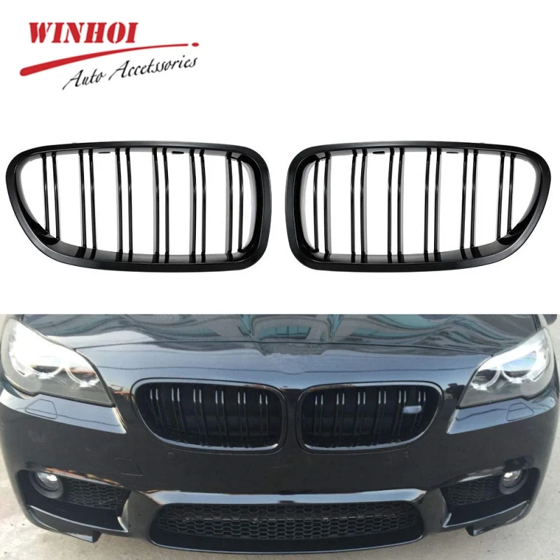 cheap Car Front Kidney Racing Grill Matte Gloss Black for BMW 3 Series F30 4 Series F32 5 Series F10 ABS+Paint Racing Grille 2012 2018