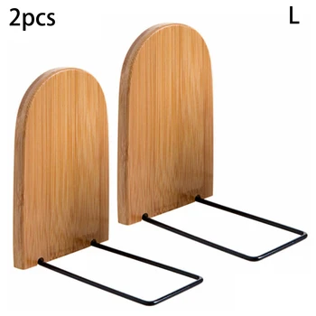 

2Pc Floating Shelf Book Ends Bamboo Wood+Iron Desk Organizer Bookends Storage Holder Magazine Bookshelf Estanteria Revistero L/S