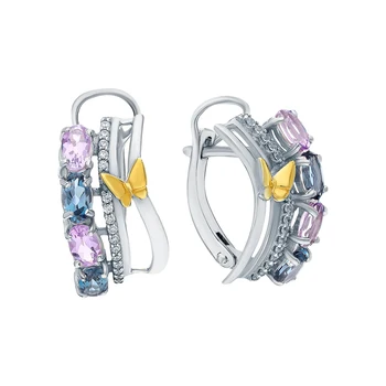 

Silver earrings with amethyst, topaz and cubic zirconia sunlight sample 925