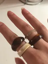 HUANZHI-Conjunto de anillos redondos de resina acrílica para mujer, colorido, Diamante de imitación cuadrado geométrico, regalo de viaje, 2021
