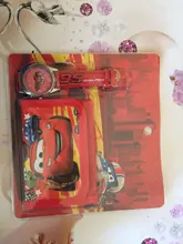 Conjunto de reloj de billetera de dibujos animados para niños, relojes de Historia de coche encantadores para niñas o niños, regalos de cumpleaños, reloj de cuero de cuarzo para estudiantes, gran oferta