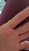 Daily-Ring Fashion Jewelry Adjustable Smiley Golden-Copper Korean New-Design Simple Female
