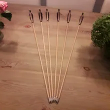 Pluma de pavo para Flecha de madera, flechas de madera para tiro con arco, práctica de tiro, punta de flecha de acero plateado, 6 uds. De diámetro de 31,5 pulgadas, 8,5mm