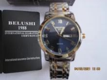 BELUSHI-reloj de cuarzo para hombre, cronógrafo luminoso de acero inoxidable, resistente al agua, con calendario y fecha, de negocios