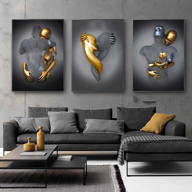 Romantic Metal Picture Lover, Abstract Art Canvas Figure