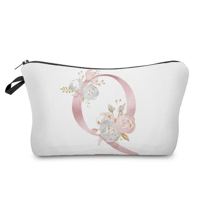 Flowers Alphabet Printed Cosmetic Bags  Bridal Party Make Up Bags Pouch Necessaries Lady Tote Bride Bridesmaid Proposal Gift hz2413