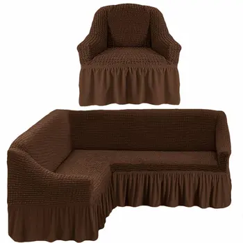 

Cover for corner sofa and one armchair, chocolate