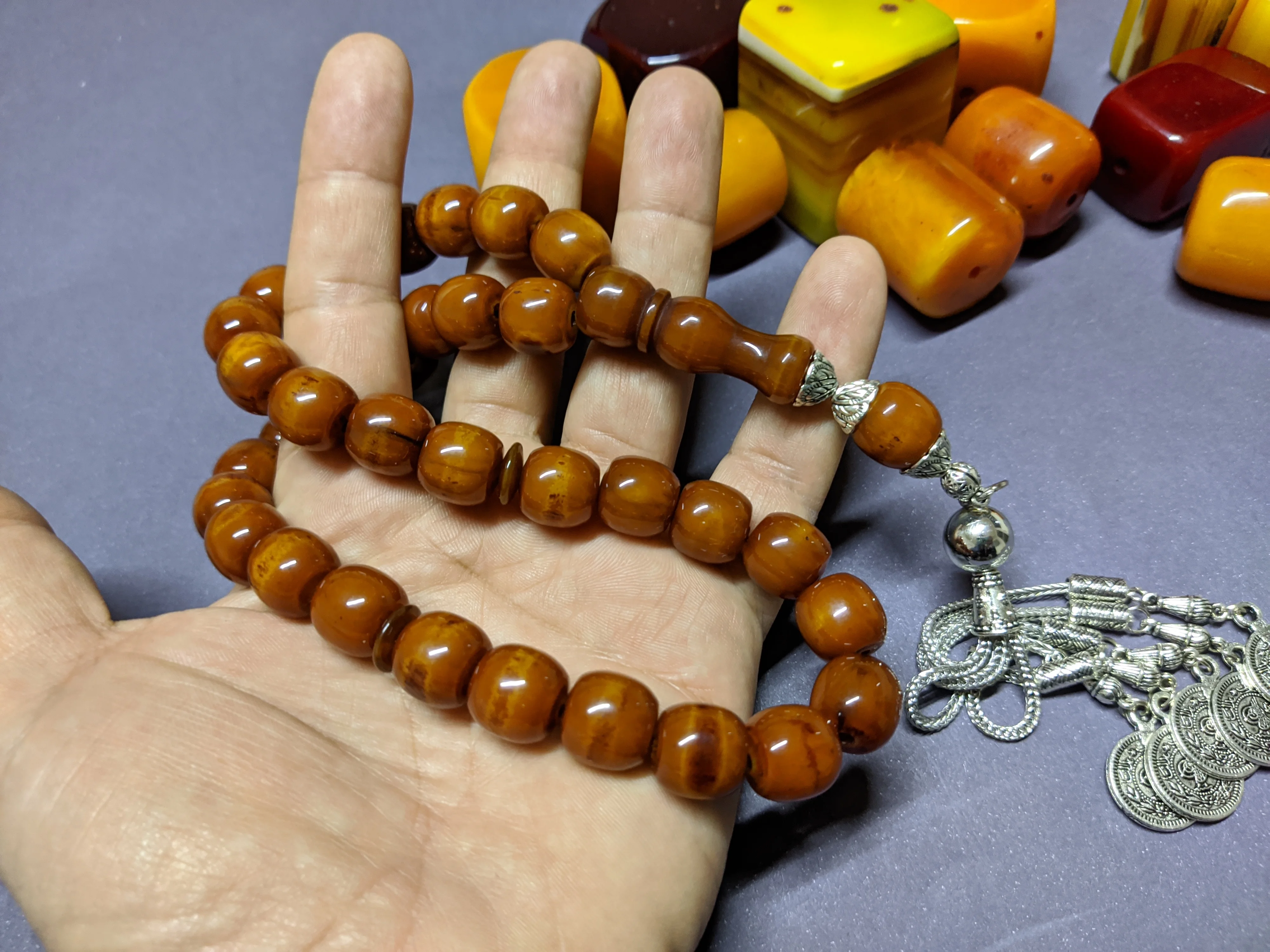 

German Misbaha Faturan Amber Bakelite Islamic Prayer Beads Tasbih Rosary Tasbeh Tesbih Tasbeeh Sandalos Yemeni Cherry Rare