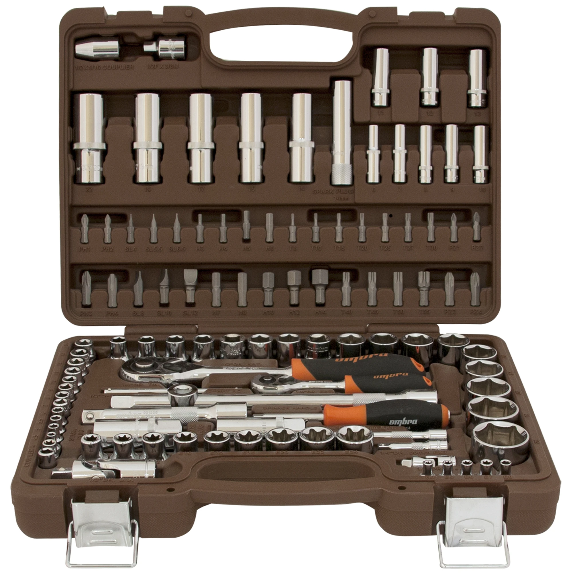 Универсальный набор инструмента Ombra OMT108S, 1/4", 3/8" и 1/2"DR, 108 предметов