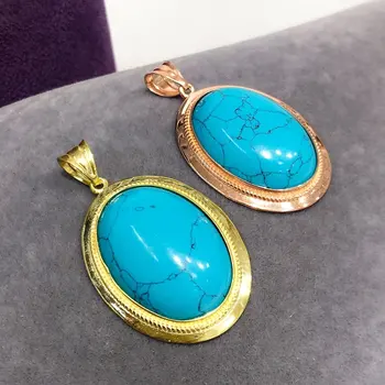 

Green Almond Shekels Turquoise Turquoise Stone Big Pendant Tip Silver Necklace