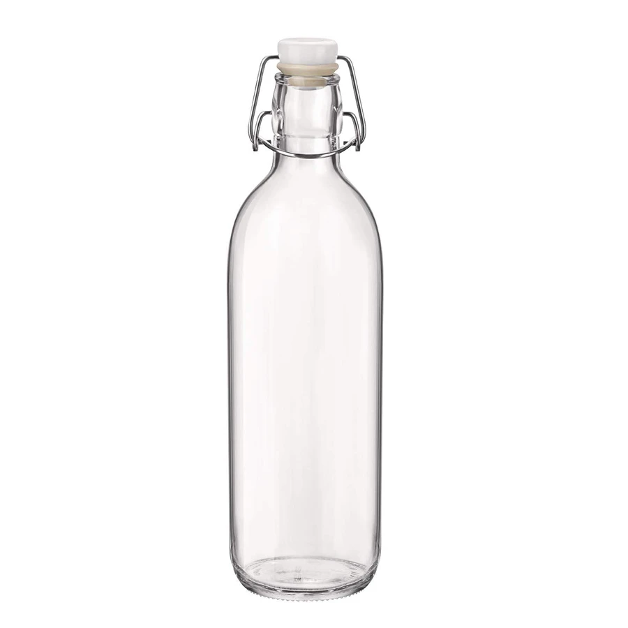 pala Desde allí Sano Bormioli Rocco botella de vidrio transparente, tapa mecánica hermética,  Emilia Lt 1, 100cl|Accesorios de botellas de agua y tazas| - AliExpress
