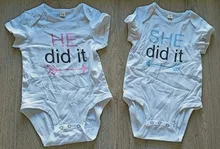 He/she-body de manga corta para bebés y niños, ropa para gemelos, regalo para Baby Shower