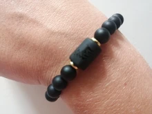 Abalorios de piedra negra para Hombre y mujer, pulsera con constelación de 12, para parejas, Moda Masculina