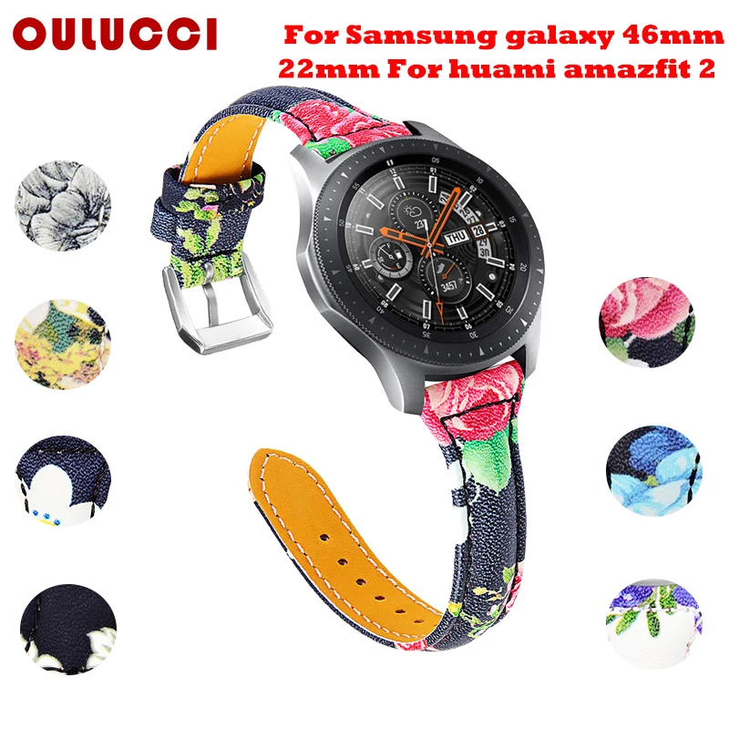 OULUCCI 22 мм ремешок для часов из натуральной кожи для samsung galaxy watch 46 мм браслет ремешок для huami amazfit bip ремешок