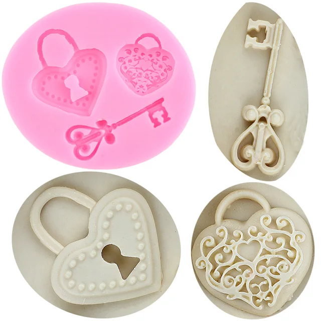 Heart Lock Padlock Key - Silicone Mold –