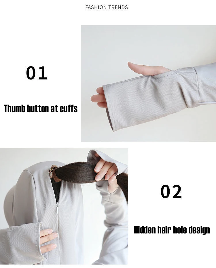 Cycling wear outdoor Sunscreen Women Sport Jacket Zipper Coat Clothes Quick Dry Running Hoodies Thumb Hole Sportwear_voghion.com