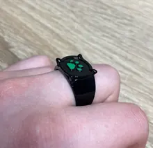 Anillos de gato negro de Anime para niños y niñas, joyería para disfraz, fiesta, regalo, estampado verde, esmalte, Pata de Gato