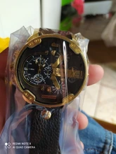 Reloj de cuarzo grande para hombre, cronógrafo con cuerpo de 52mm con pulsera, resistente al agua, con doble hora, estilo militar