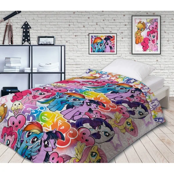 Детское покрывало стеганое My Little Pony Граффити светится в темноте 1.5 спальное(Разноцветный