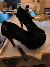 Zapatos mujer bombas entrecruzadas correa de tobillo boda calzado con plataforma de fiesta Vestido Mujer Zapatos tacones altos Suede damas zapatos de talla grande zapatillas plataforma mujer 2020 tacones mujer rojo