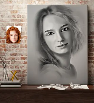 

Personalized Women 'S Charcoal Artistic Portrait Design Canvas Table 50x70cm-5