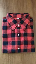 Plaid Shirt Blouses Tops Long-Sleeve Flannel Casual Cotton Women Brand-New Red Excellent-Quality