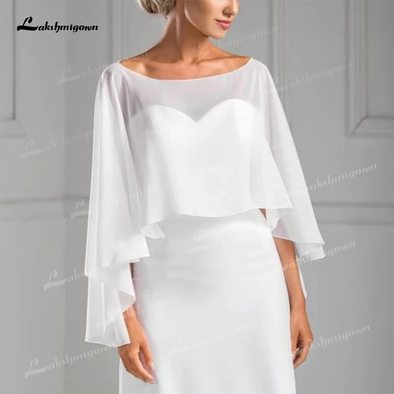 New Collection Asymmetrical Style Chiffon Bridal Cape For Bridal Wedding Shawl Summer Jackets Wraps