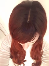 LOUIS FERR-pelucas sintéticas de pelo largo ondulado para mujeres negras, ombré, vino tinto, con flequillo, pelo resistente al calor, estilo africano y americano