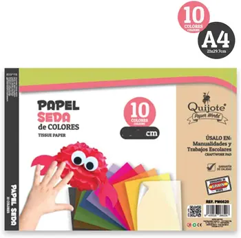 

Quixote Paper World notepad tissue Paper, 10 Leaves, A4, 21x29,7cm Craft, drawing, layouts, etc. 10 colors