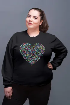 

Angemiel Wear Colorful Leaves Heart Black Women Sweatshirt